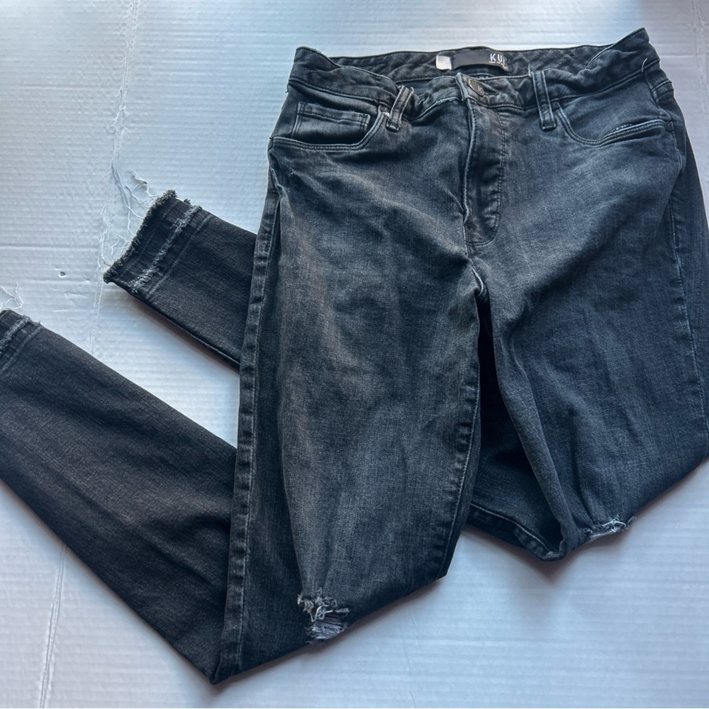 Kut from the Kloth Black‎ Skinny Jeans Dark Gray Charcoal Wash Size 2 Grunge